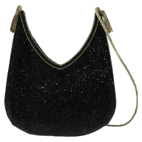 Chloe Shoulder Bag beads Black Auth